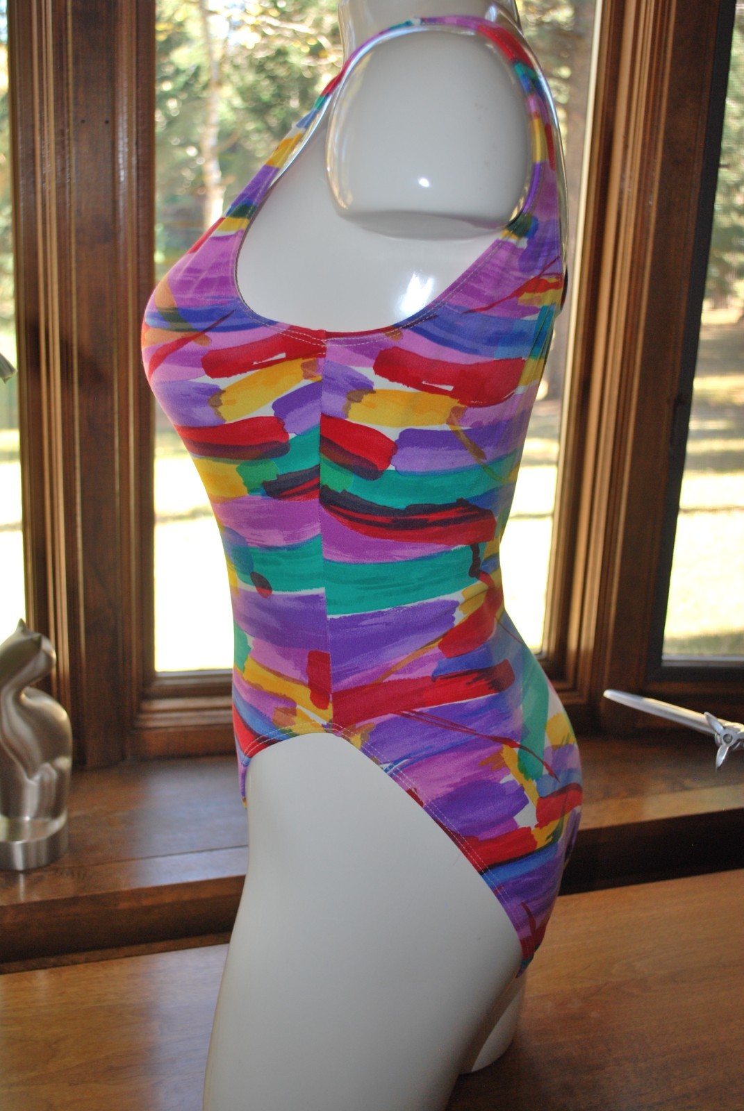 Danskin Leotard Bodysuit Vintage 80s 90s Tank Adult Large High Cut Legs No Snaps