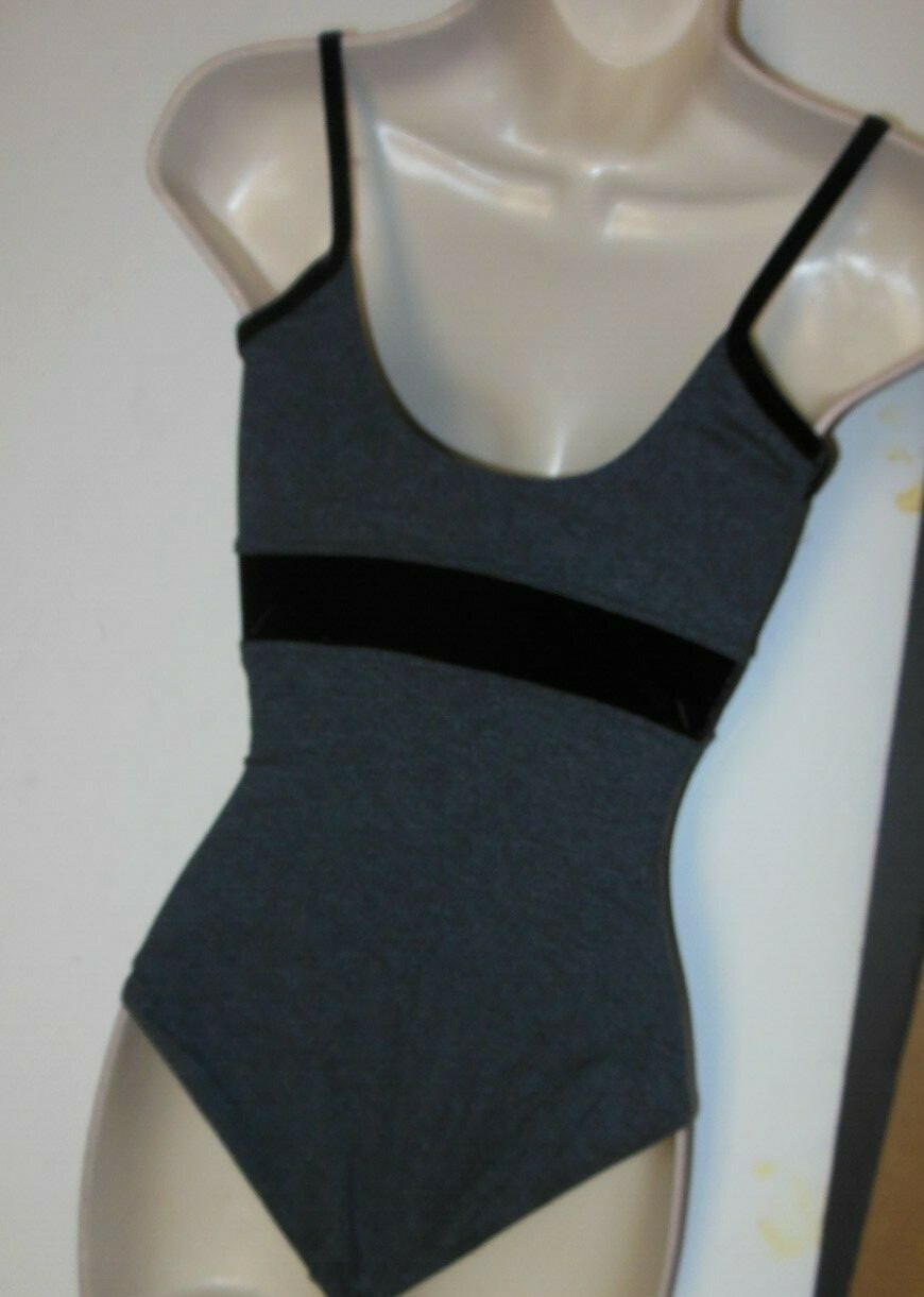 NWT 2 Tone Empire Camisole cotton Spandex Child & Ladies Gray Black Velvet Band
