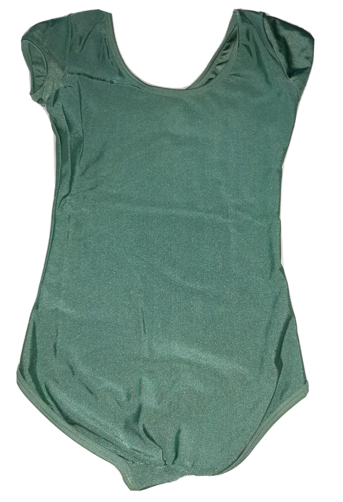 Vintage 80s Lady Nautilus Skin II Leotard Green Shiny Spandex Cap Sleeve Average