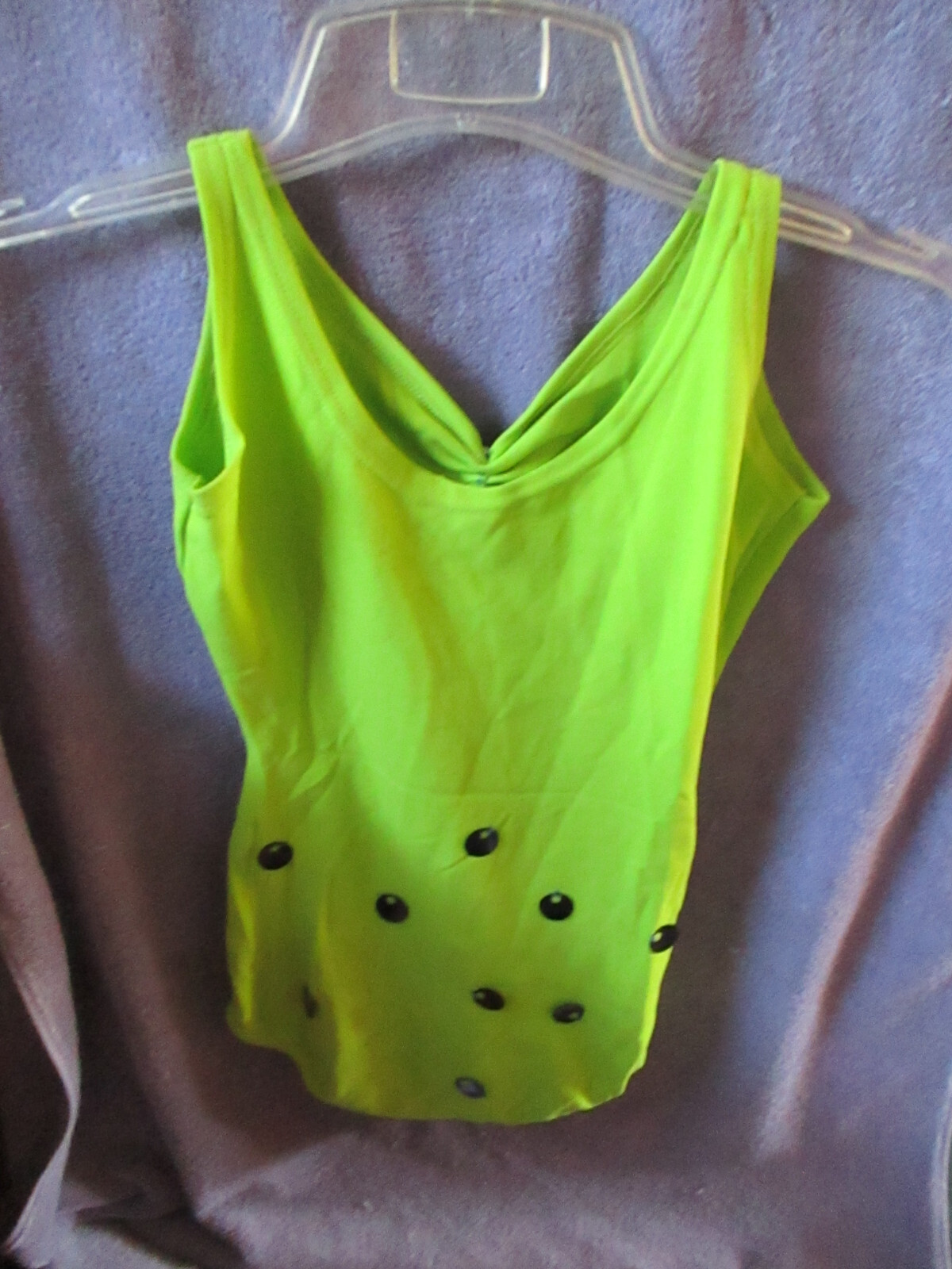 Lime Green With Accents Gymnastics Dance Bodysuit Nylon Sz Adult SM C 15