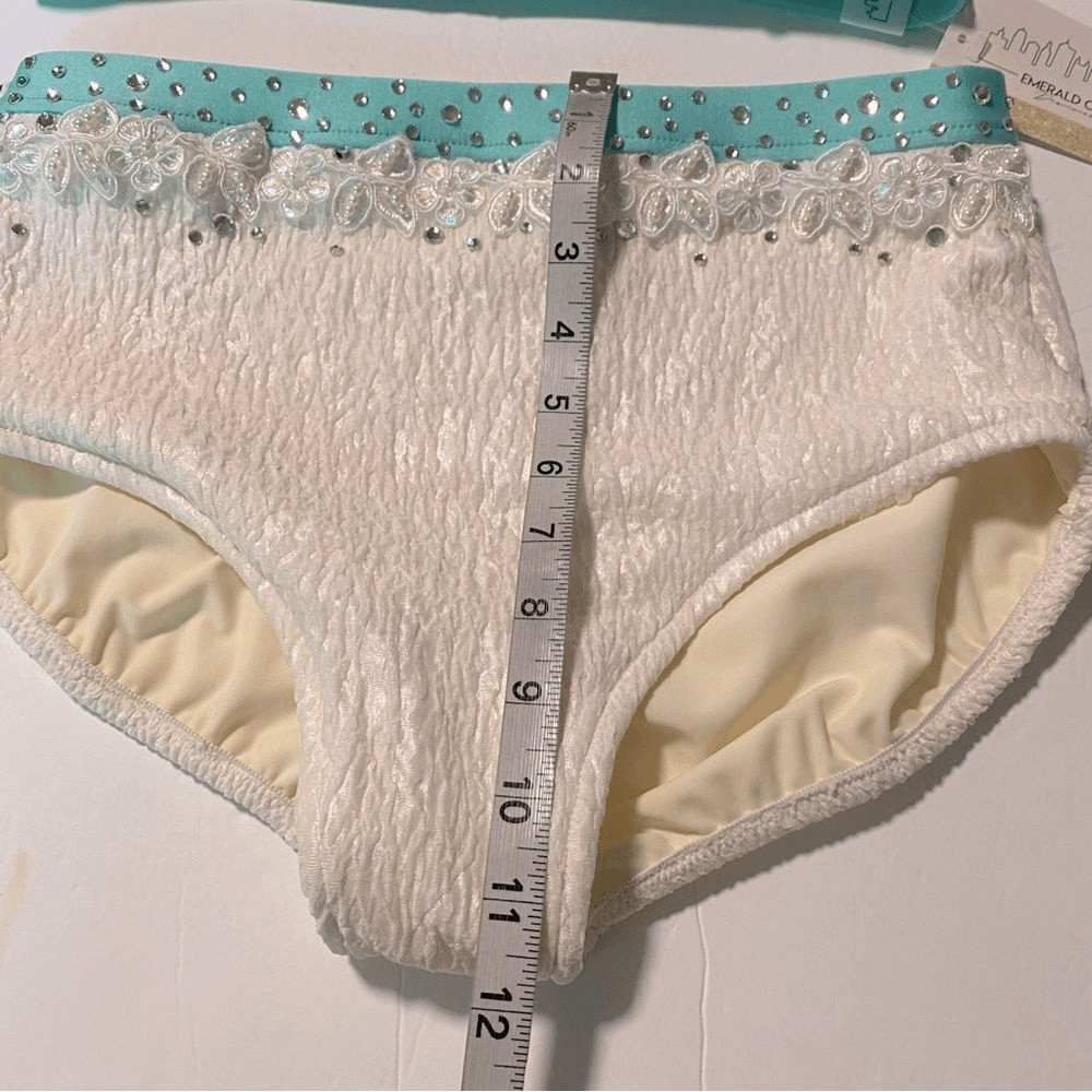 Custom solo 2 piece dance costume lyrical contemporary white aqua convention MA