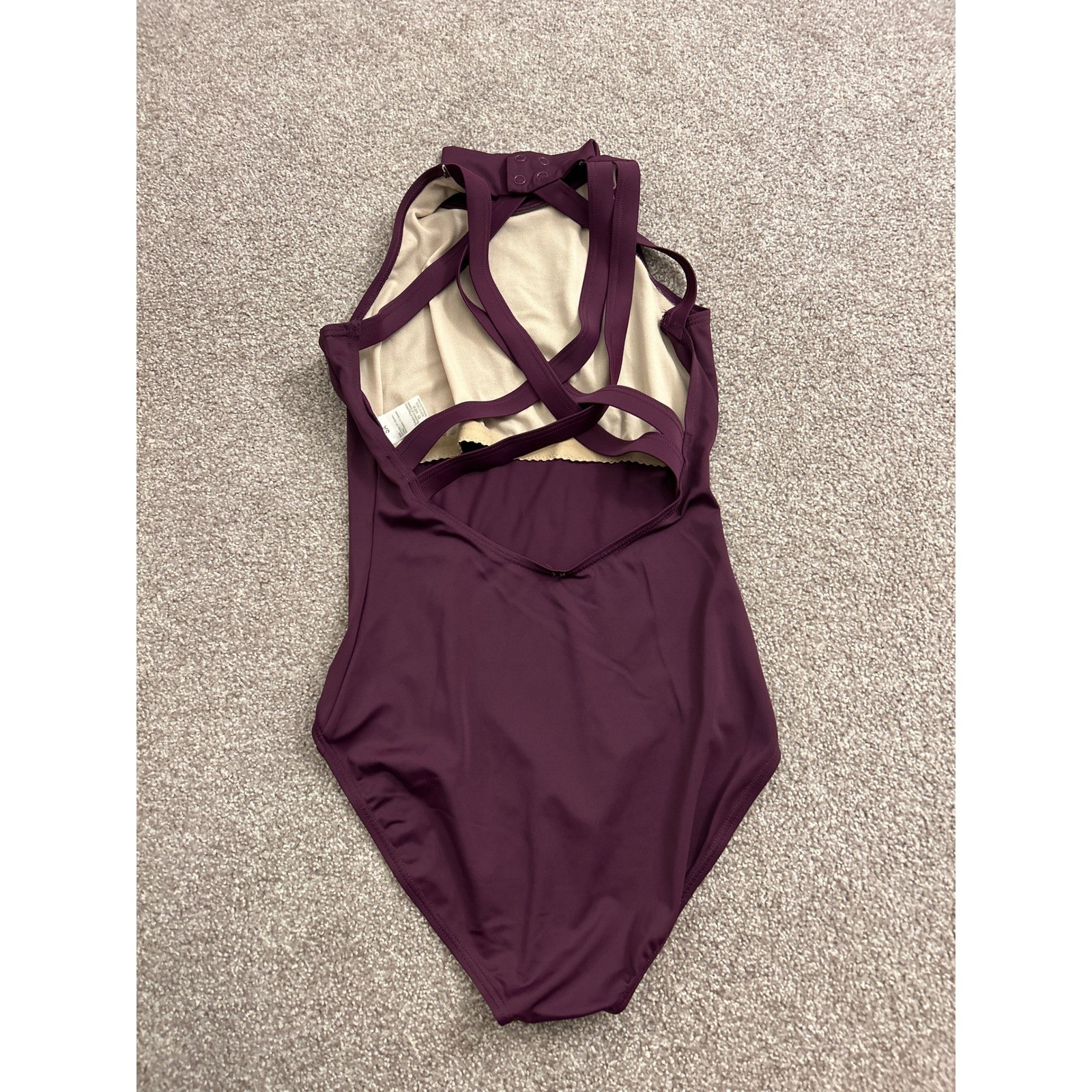 Balera Mock Neck Leotard Womens SA Plum Purple Excellent Strappy Back MT12081