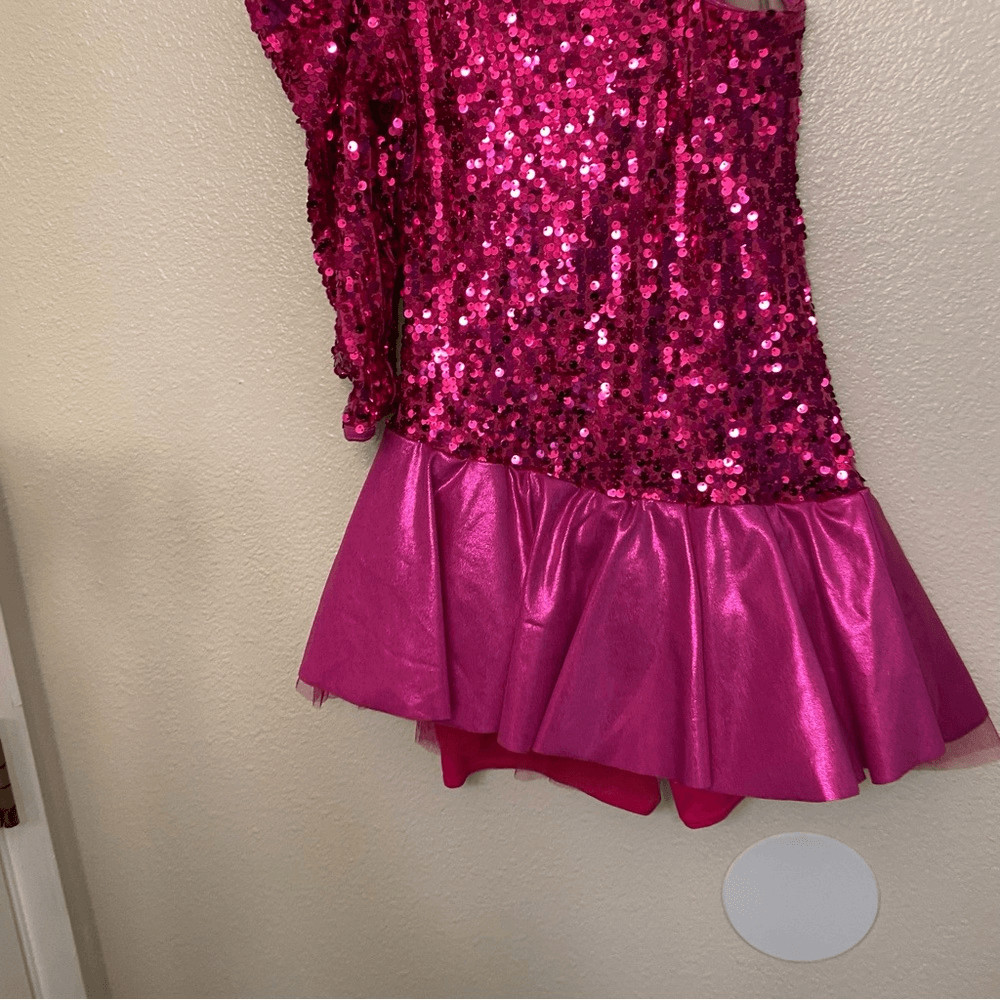 WEISSMAN Dance Costume hot pink sequin one sleeve CALL ME MAYBE 9243 SA adult