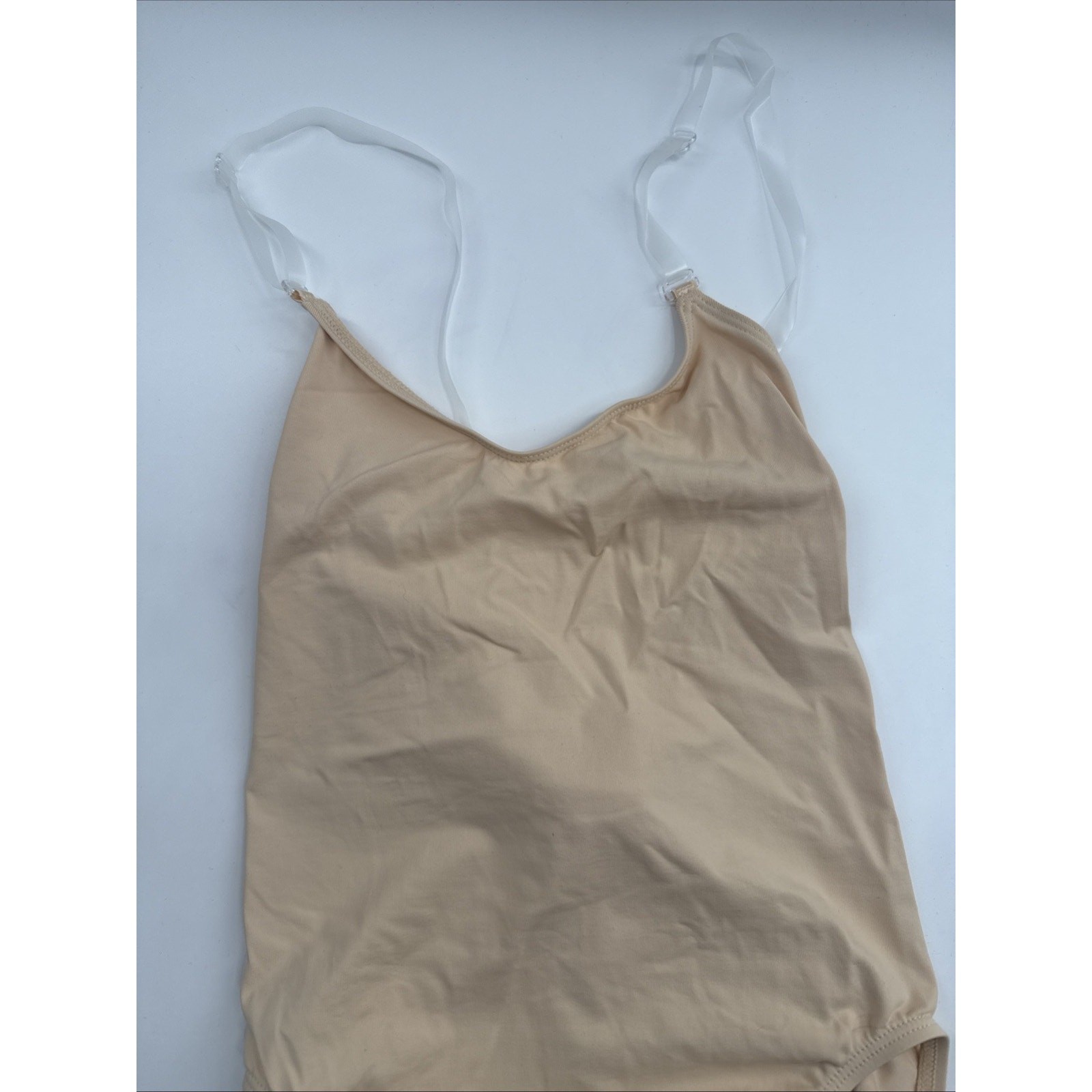 Capezio Womens Camisole Leotard With Clear Transition Straps Nude- Small *READ..