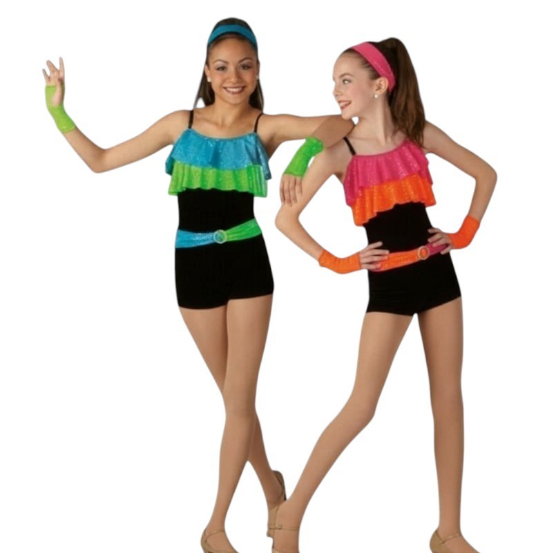Lot of 4 Shakedown Adult BLUE-GREEN 2-AL & 2-AXL Dance Costume Biketard & Mitts