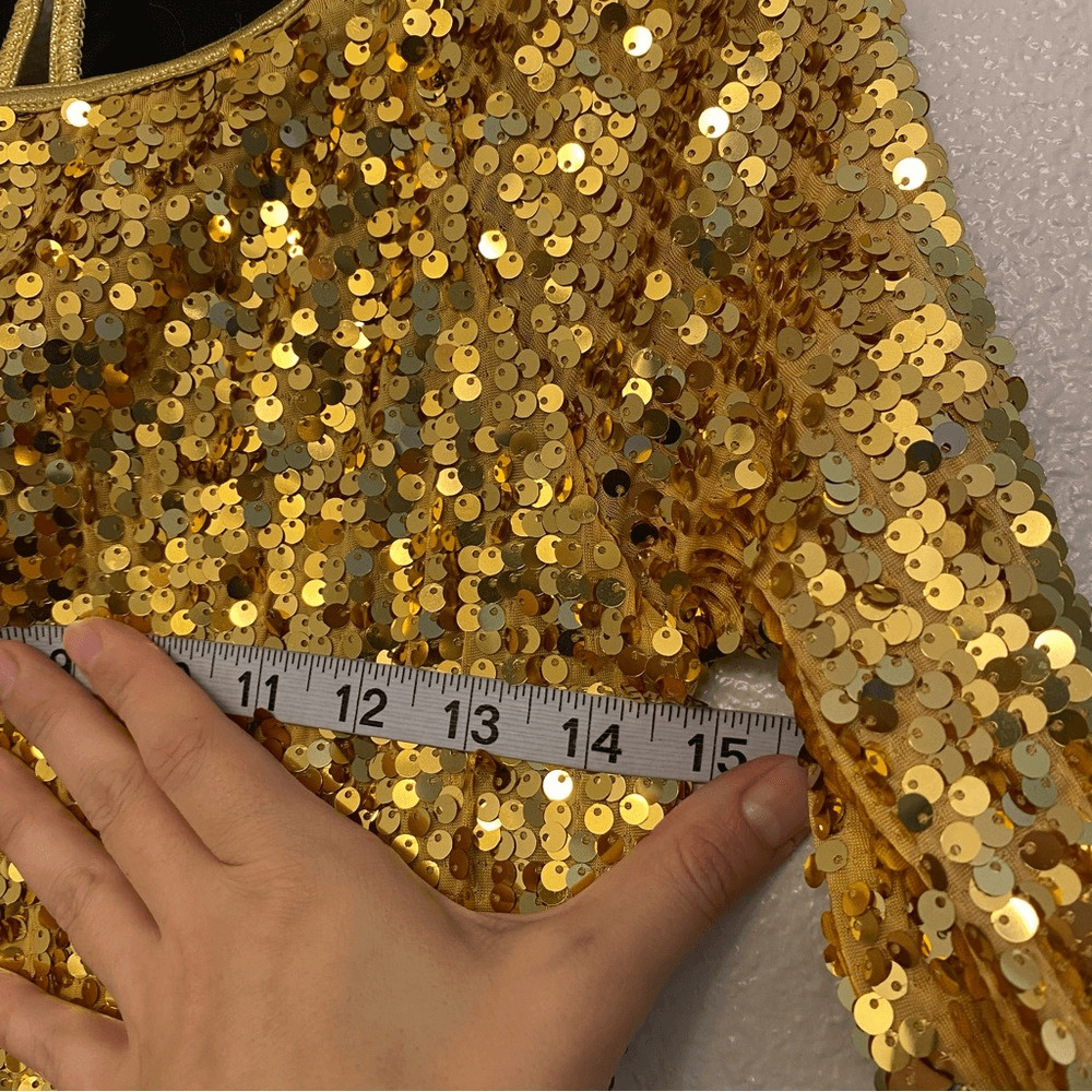 Weissman Dance costume gold Ultra Sparkle Shift Dress 8962 Last Dance MA adult