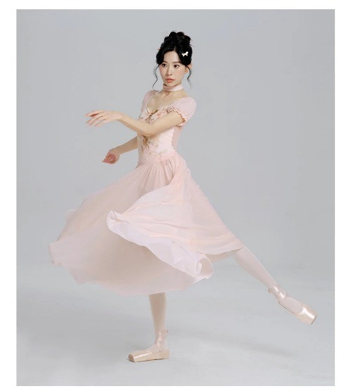 Woman Ballet Leotards Printed Dance Leotard Sleeve Ballet Elegant Mesh Splice