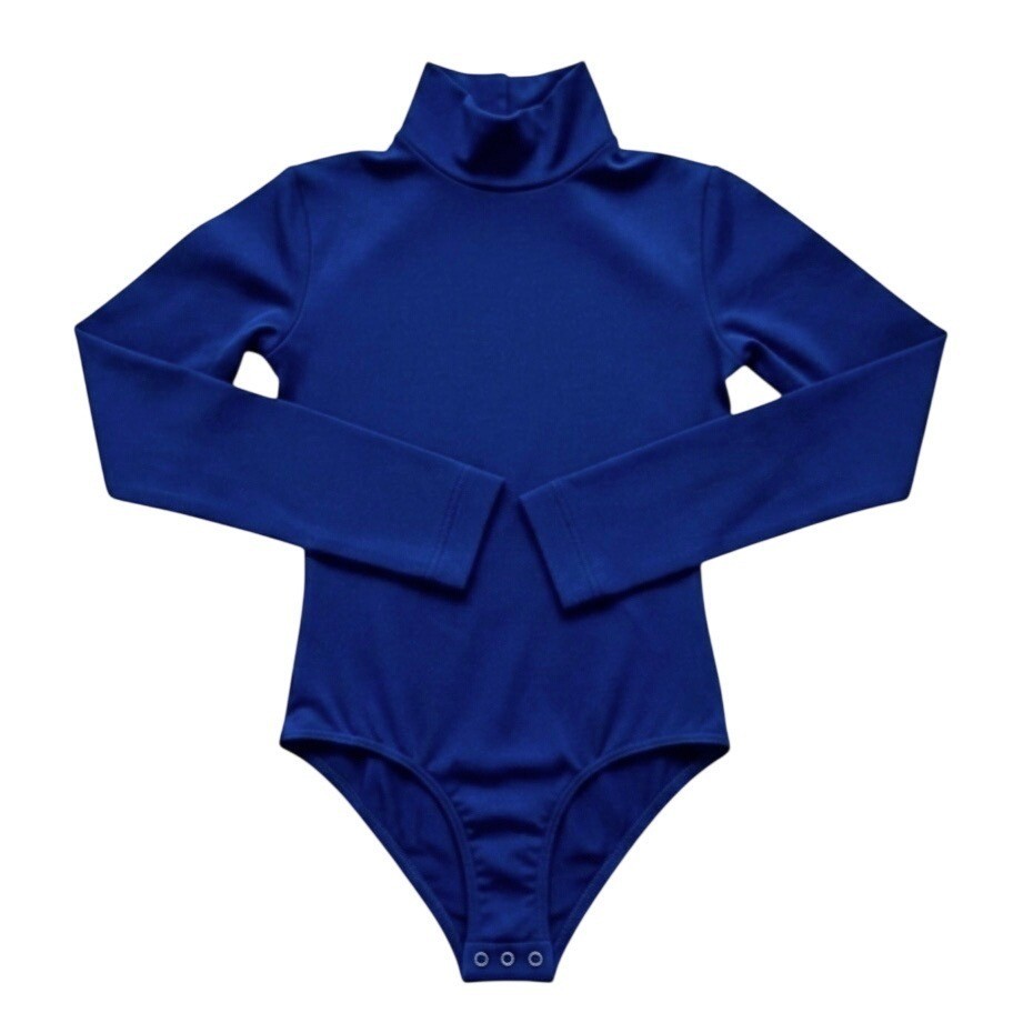Body Wrappers Adult S Royal Blue Turtleneck Leotard Cheer Snap Crotch Zip Back