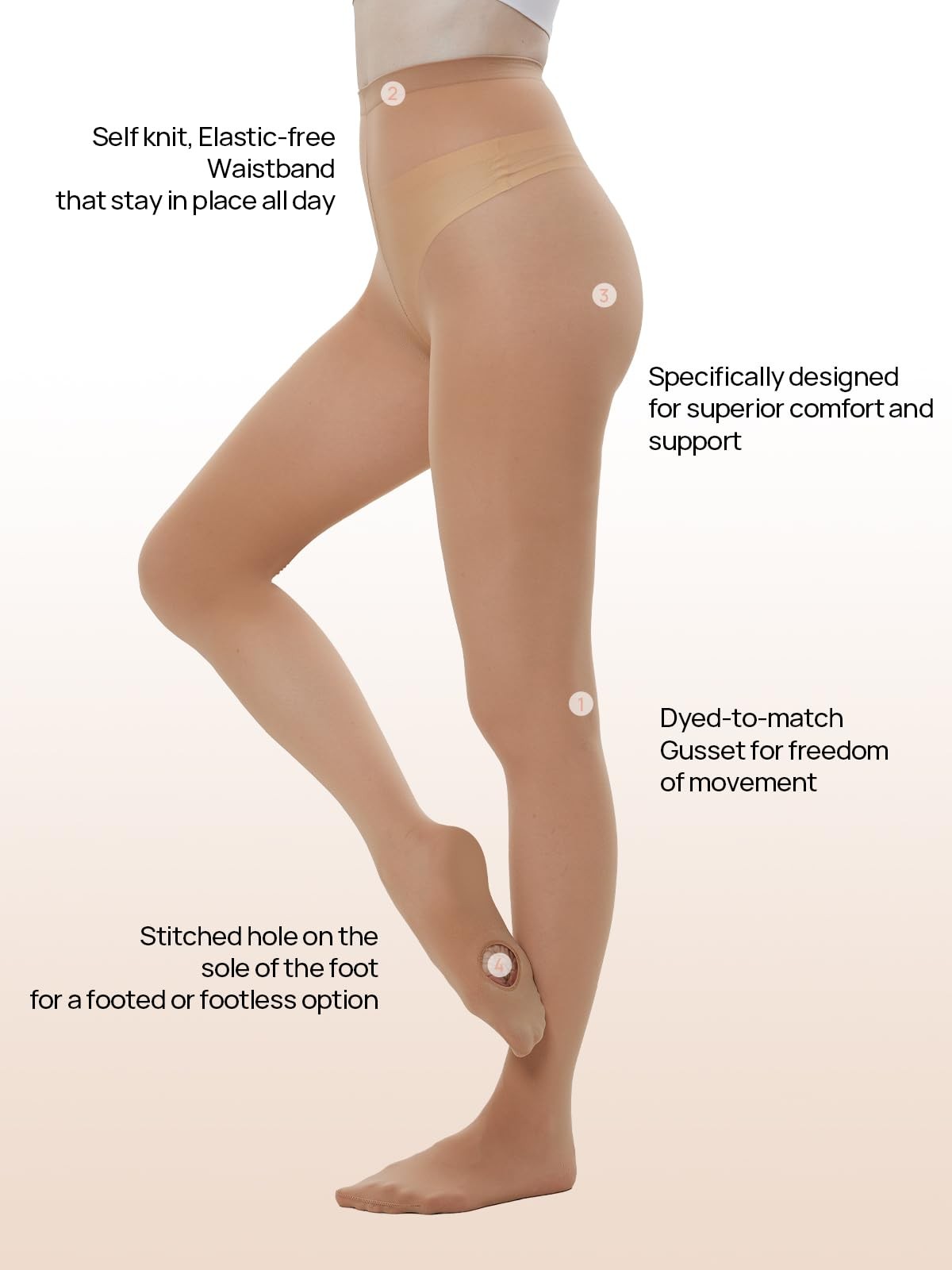 MANZI 3 Pairs Dance Tights for Women Solid Color Small-Medium, Sjus-caramel
