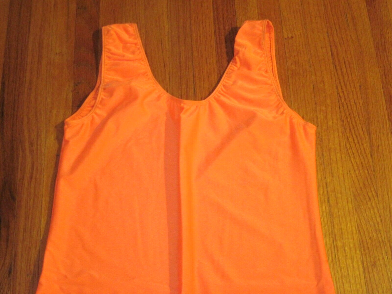 Plus Size Shiny Orange Tank Spandex Stirrup Foot Unitard Jumpsuit Sz XL-14+ New