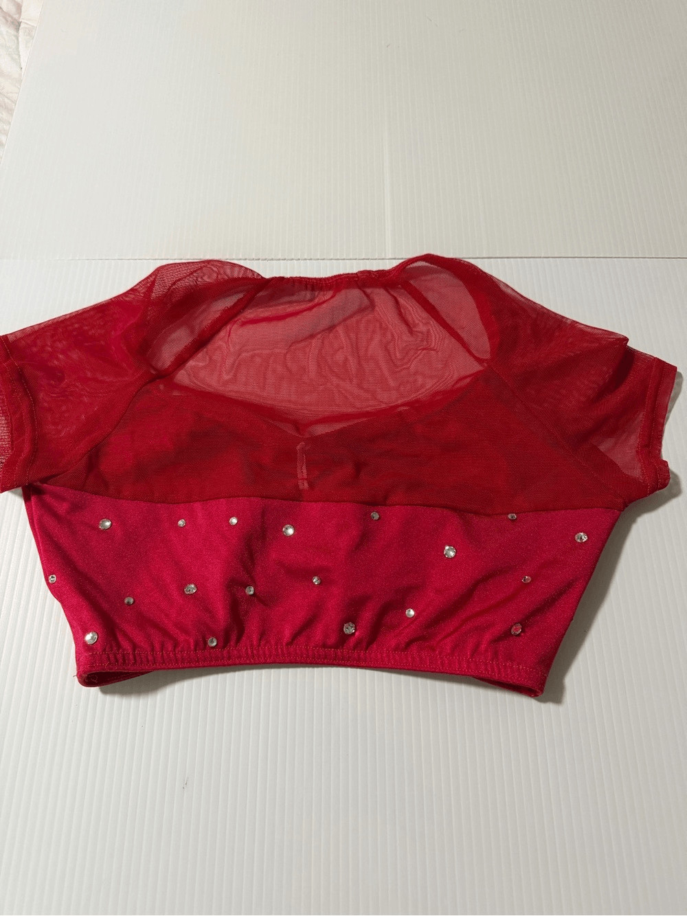 Kelle red top En Vogue Dance Costume custom rhinestone solo 2796 adult SA