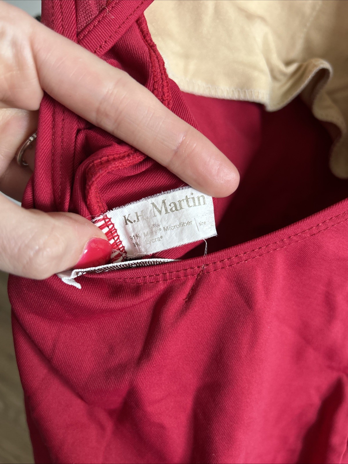 KH Martin Leotard XS Red Almost Cap Sleeve With Mesh Floral Accent & Bust Lining