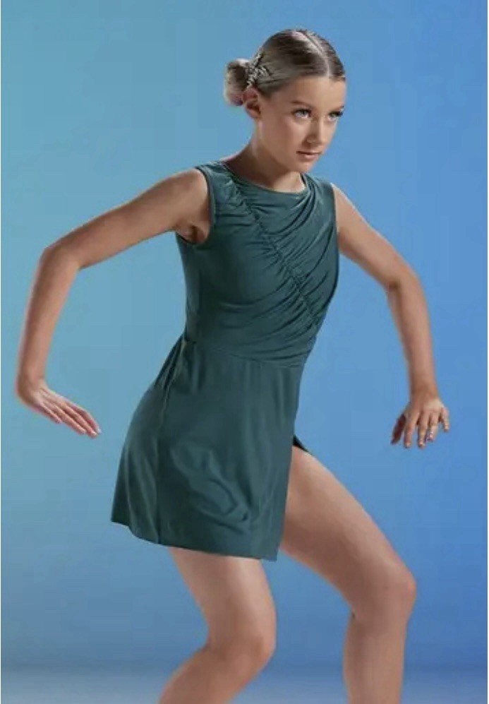 Weissman “Wrong Direction” 17911 SA solo dance costume Pine Bluish-Green Smocked