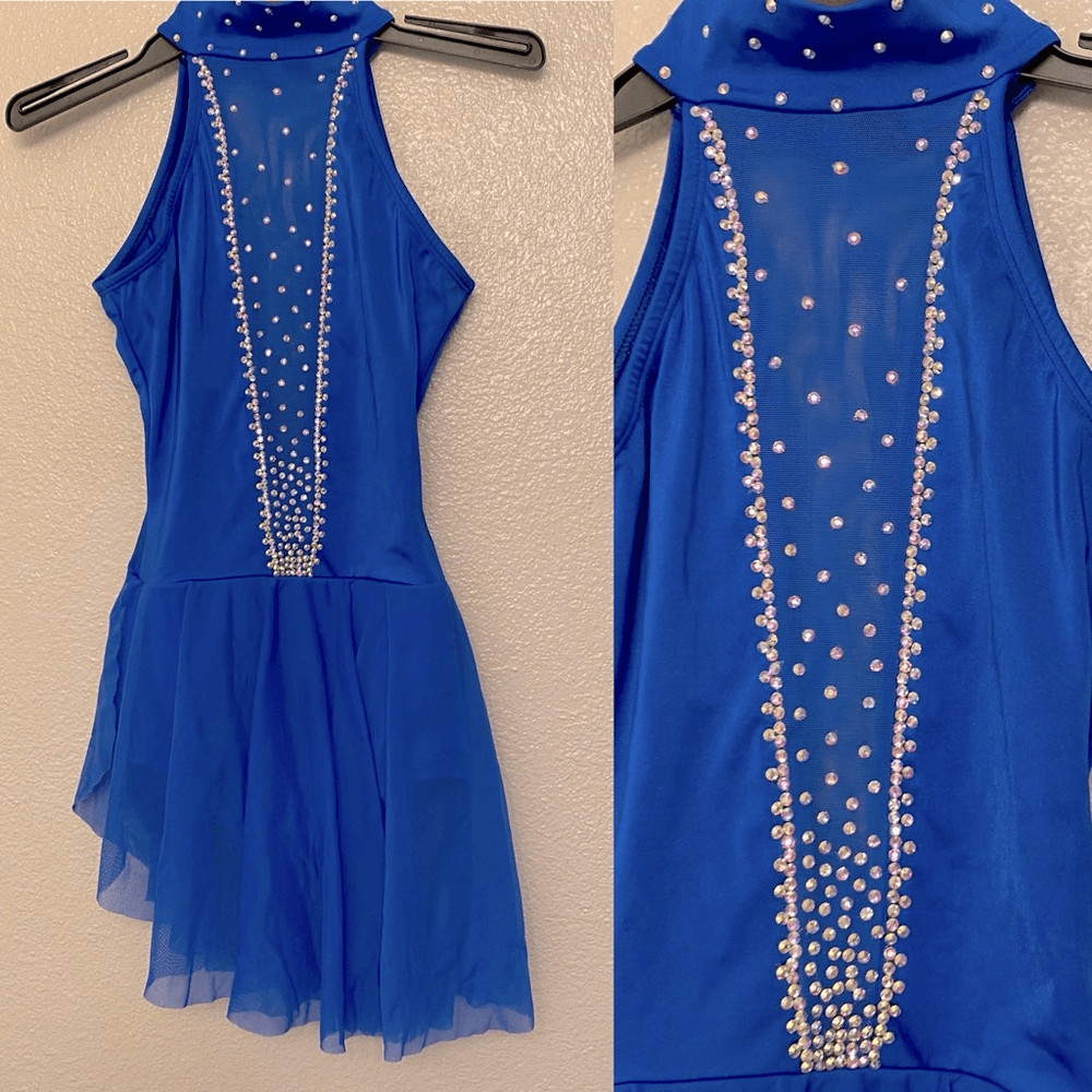 Georgie Girl Custom solo dance costume royal blue rhinestoned lyrical dress SA