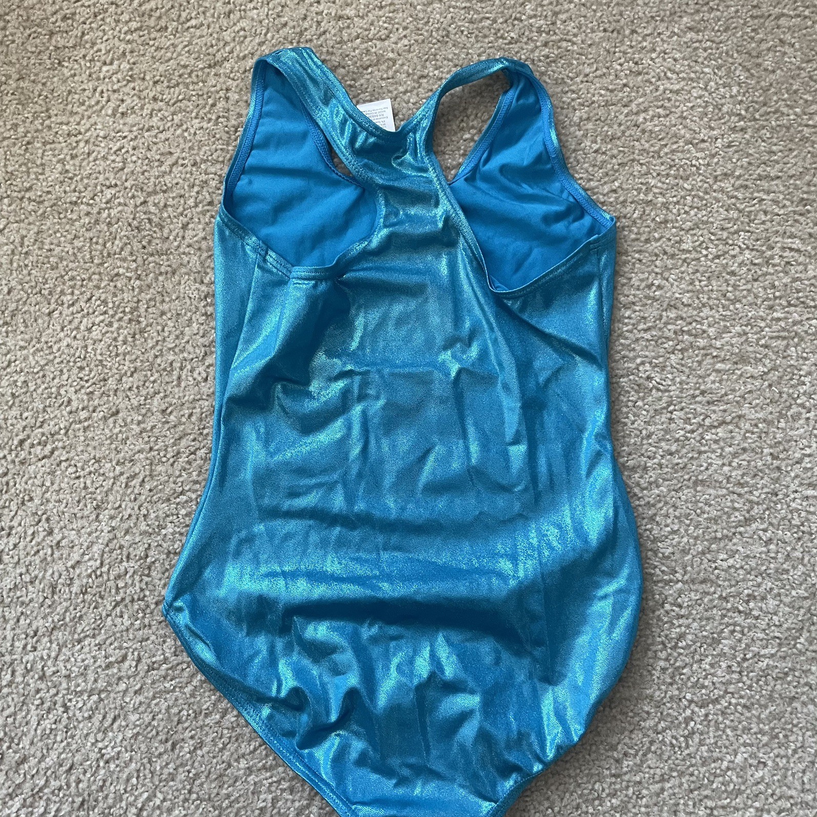 Balera LC Blue Metallic Dance Gymnastics Leotard Girls Large Child Shiny