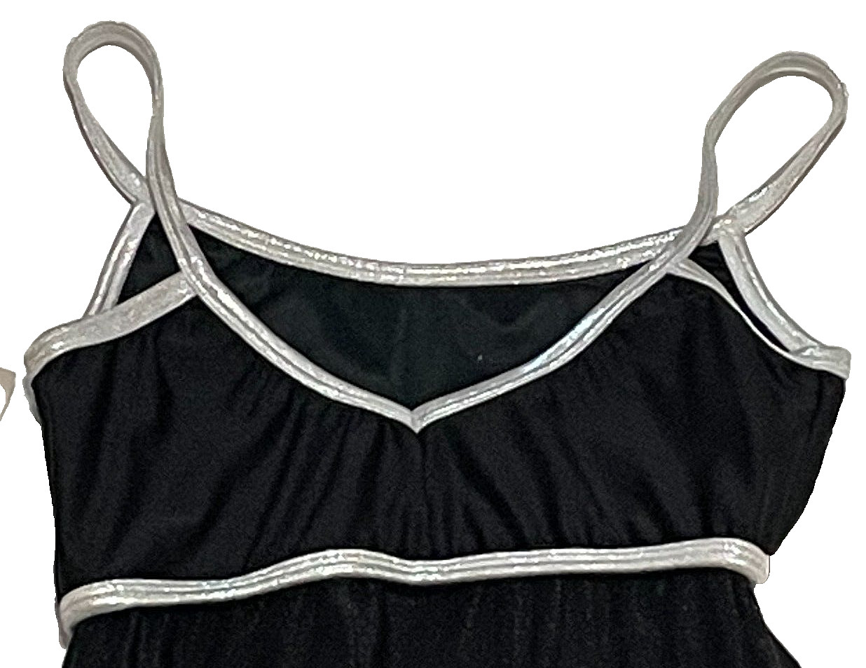 Bal Togs Camisole Dress Black Silver Trim Leotard Bodysuit Skirt New Women S fit