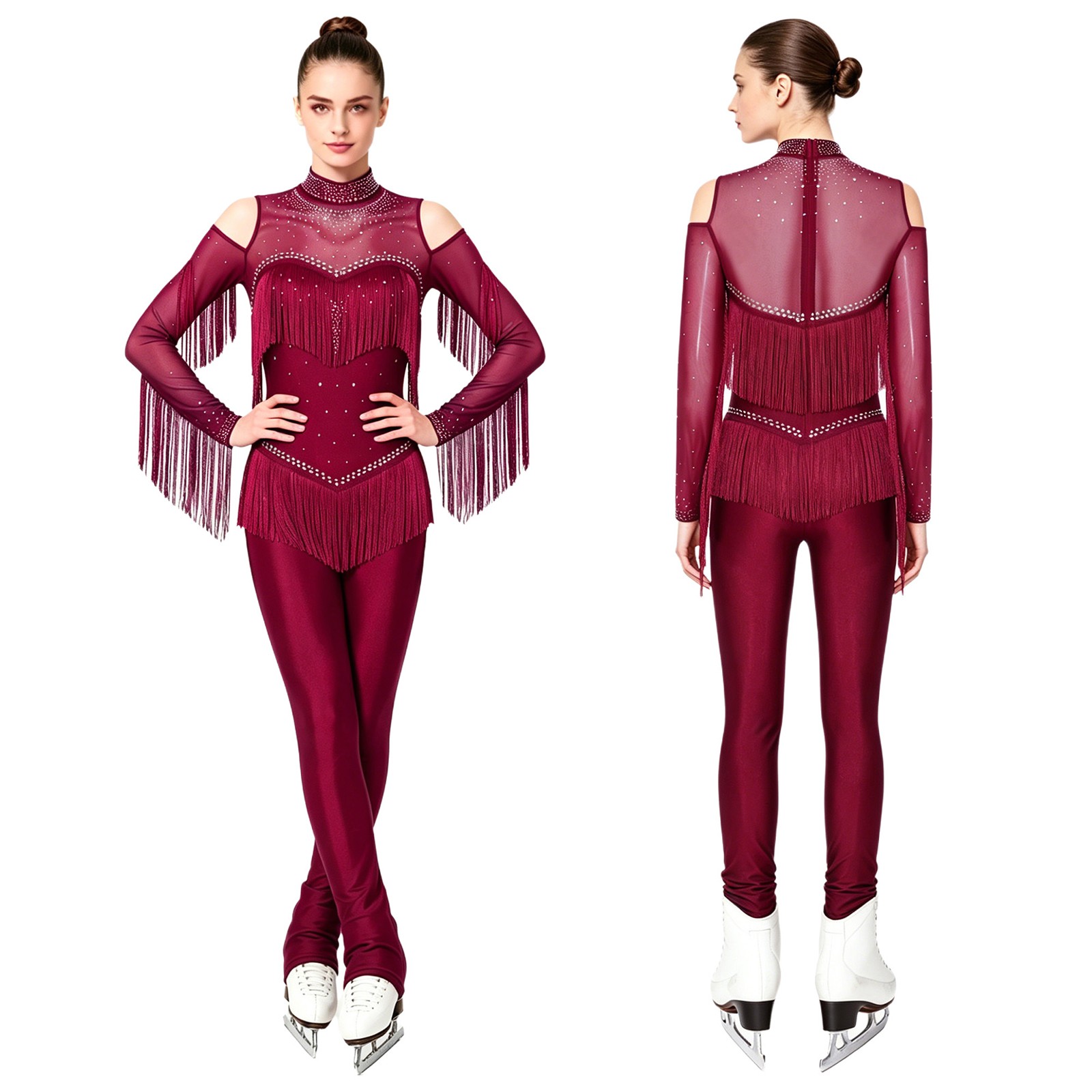 US Women Romper Rhythmic Gymnastics Leotard Figure Skating Jumpsuit Full Body