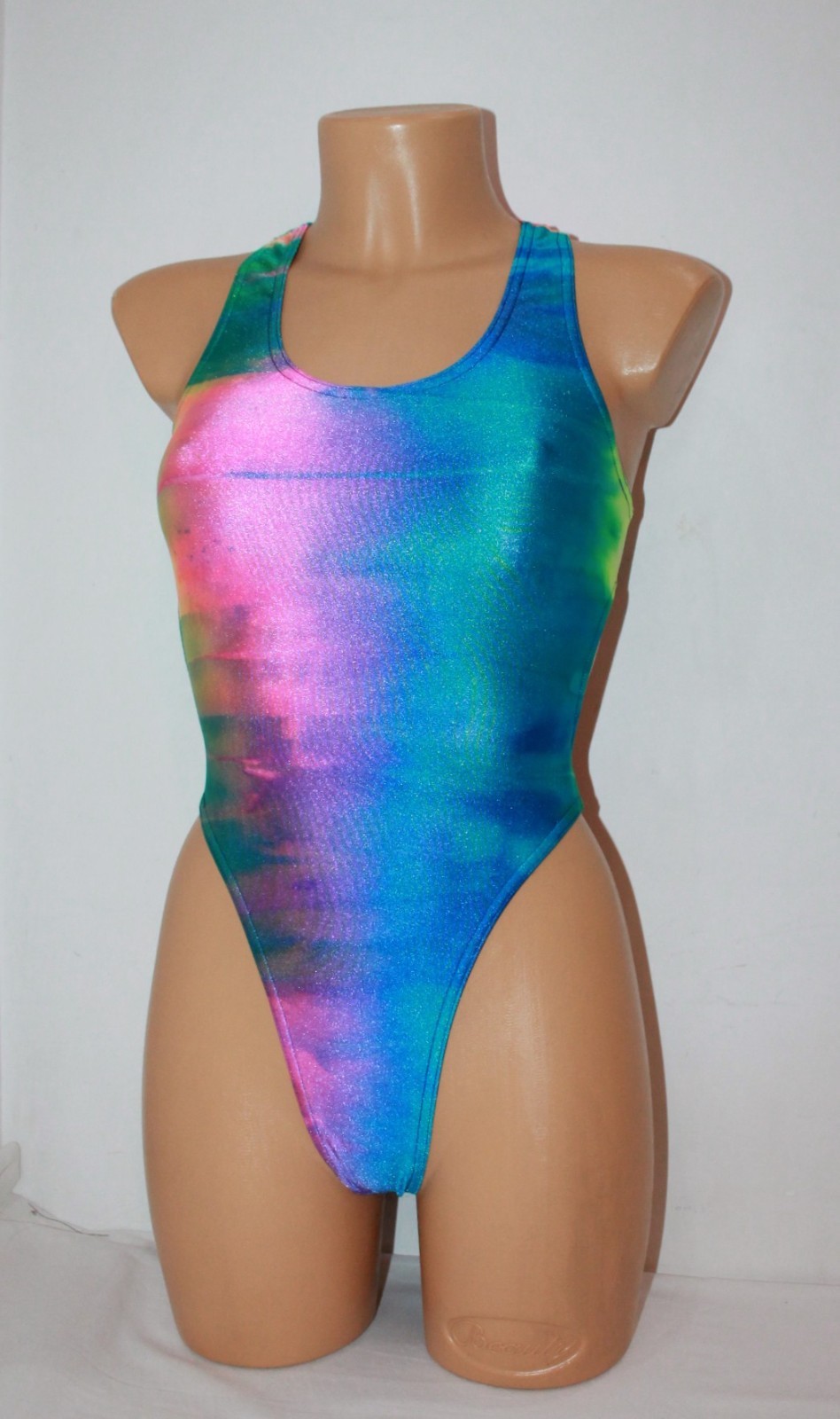 Women Thong One-piece Leotard 202-12 Racerback Multi-Color Spandex Size S
