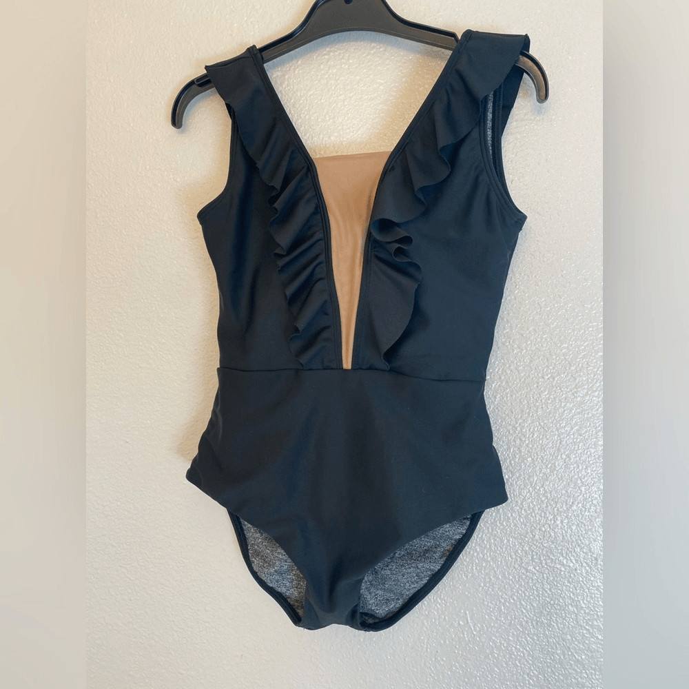 Five 5 Dance solo black ruffle leotard SA-Small adult