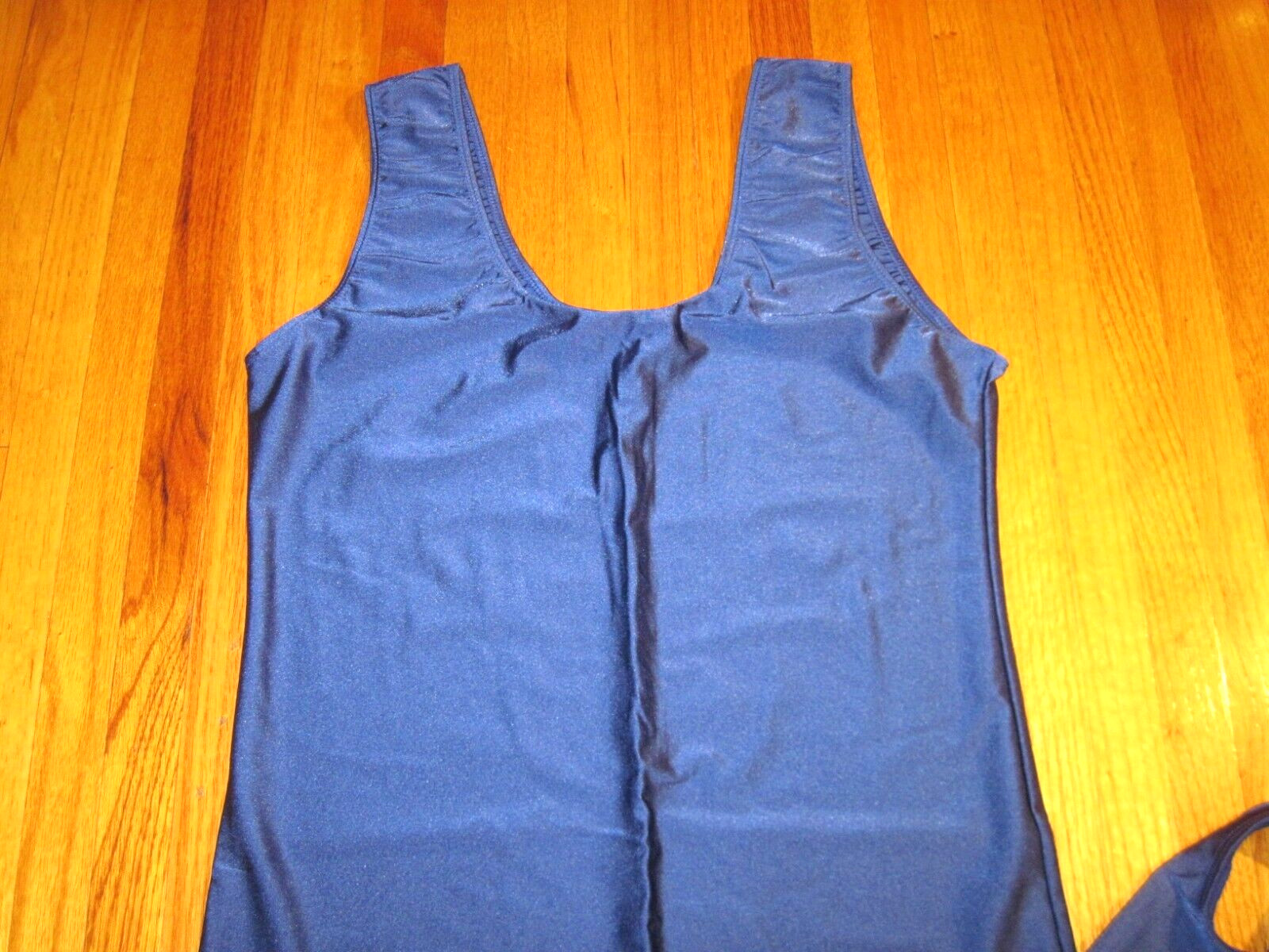 Plus Size Shiny Navy Tank Spandex Stirrup Foot Unitard Jumpsuit Size XL-14+ New