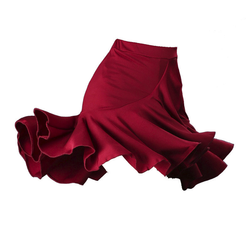 Women Ballroom Latin Dance Skirt with Shorts Dancewear Tango Skate Ruffle