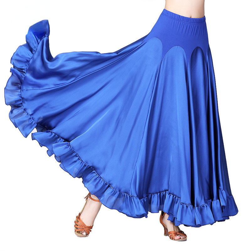Ladies Swing Satin Skirt Ballroom Modern Waltz Tango Dance Costume Fairy Chic