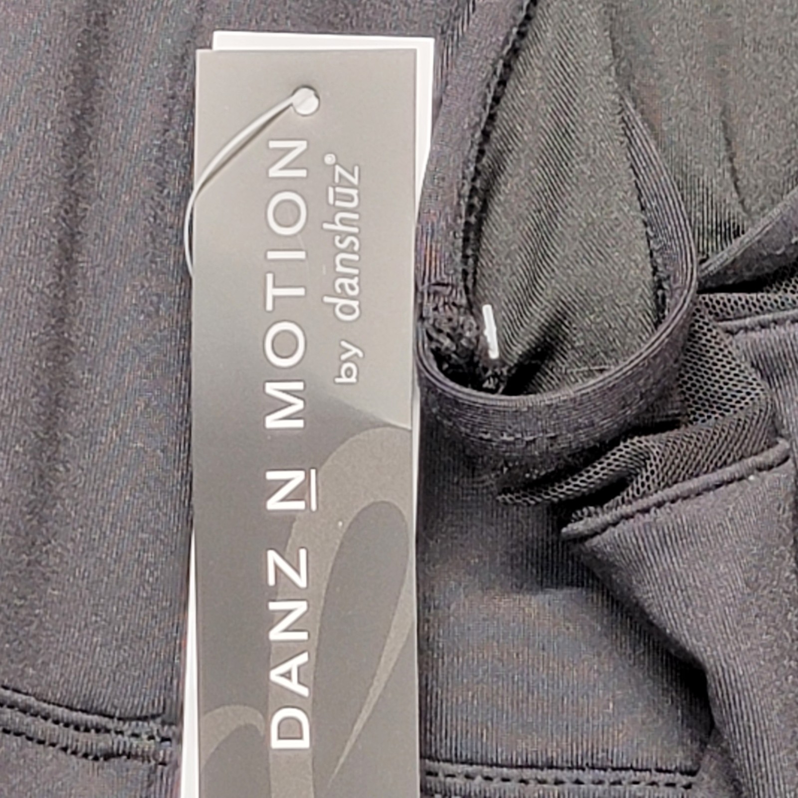 Danz N Motion Tank Leotard Black Mock Neck Front Zipper Mesh Racerback SZ. P