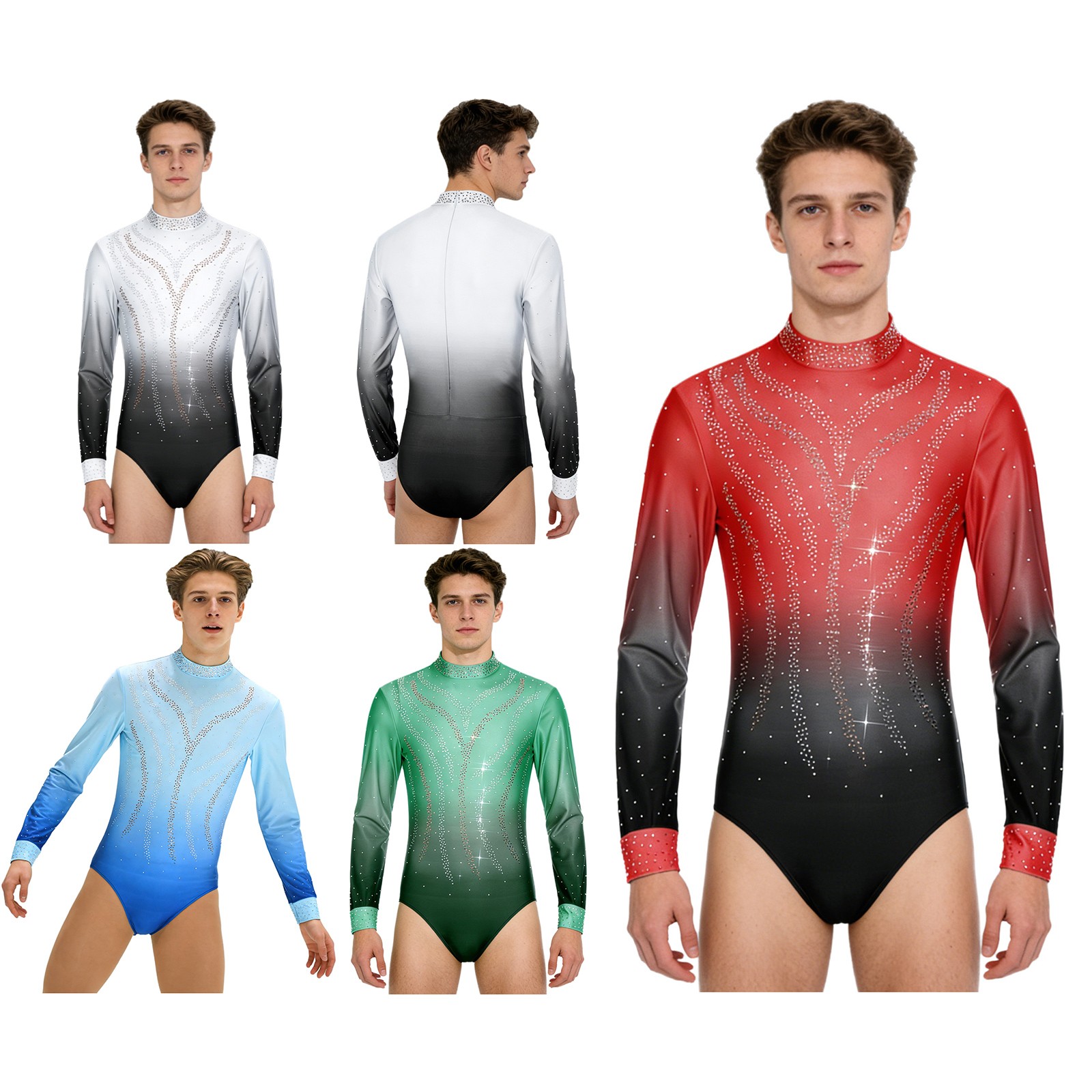Men Jumpsuit Samba Bodysuit Party Leotard Salsa Figure Skating Cha-cha Dance