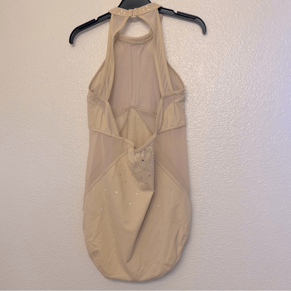 WEISSMAN Ivy Sky Swarovski Crystal Dance Costume beige tan nude MT10716 MA