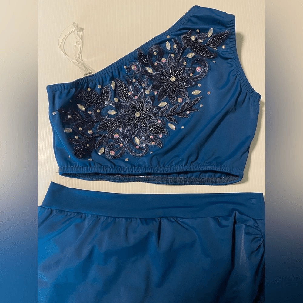 Kelle dance costume blue 2 piece AWAKENING 4424 contemporary lyrical MA adult