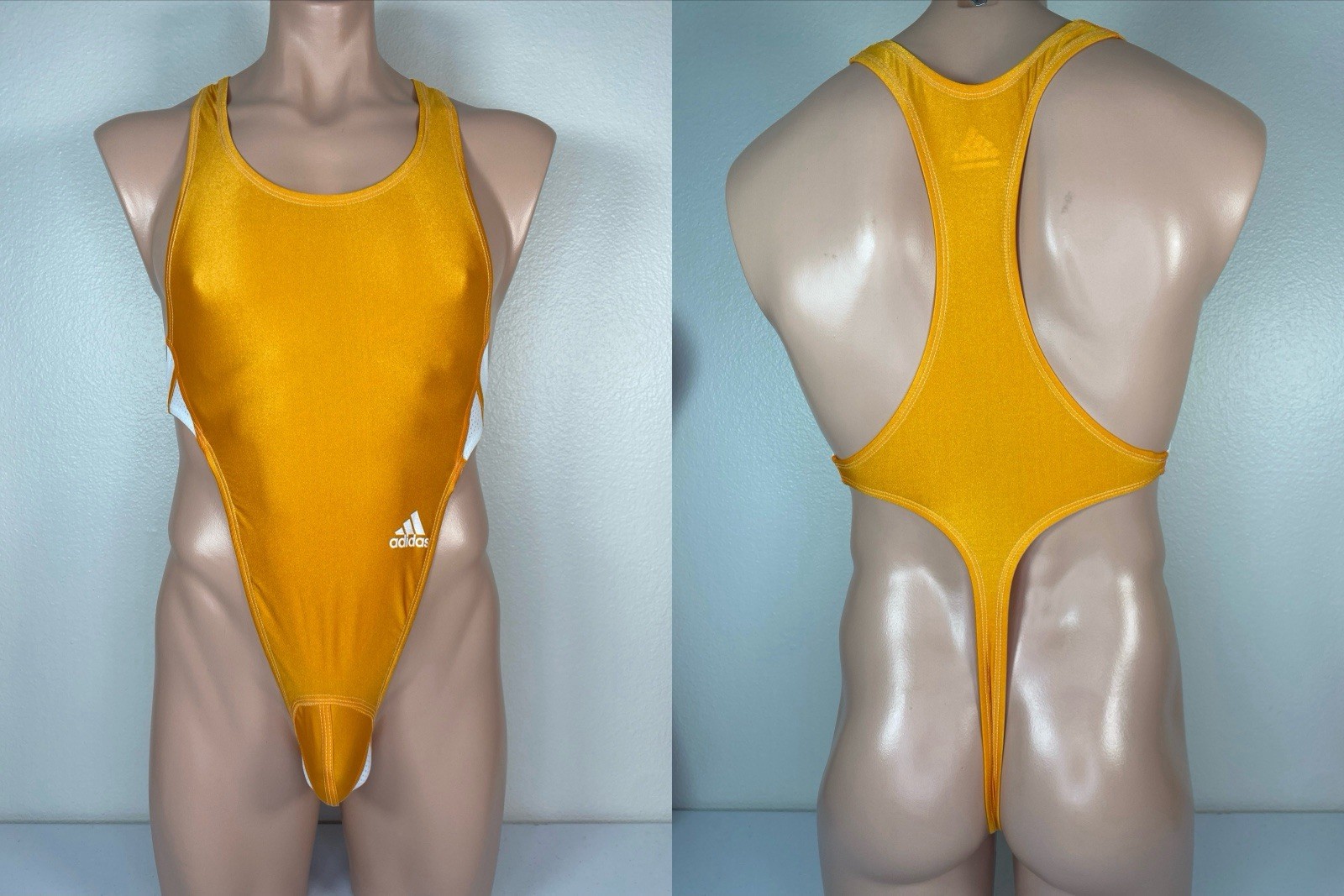 Modified Men’s Vintage Y2K Adidas Speedsuit Thong Leotard Bodysuit Size Large
