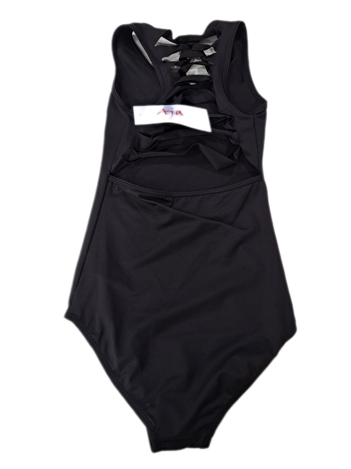 Aja VTG Cutout Slashed Ladder Back Tank Leotard Boycut Black Women’s Size S