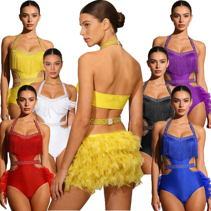 Womens Leotard Party Jumpsuit Sleeveless Bodysuit Training Glittery Samba Dance