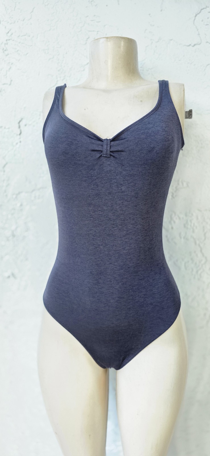 VTG 80s Danskin Spandex Grey Dance Aerobics Leotard Large MADE IN USA