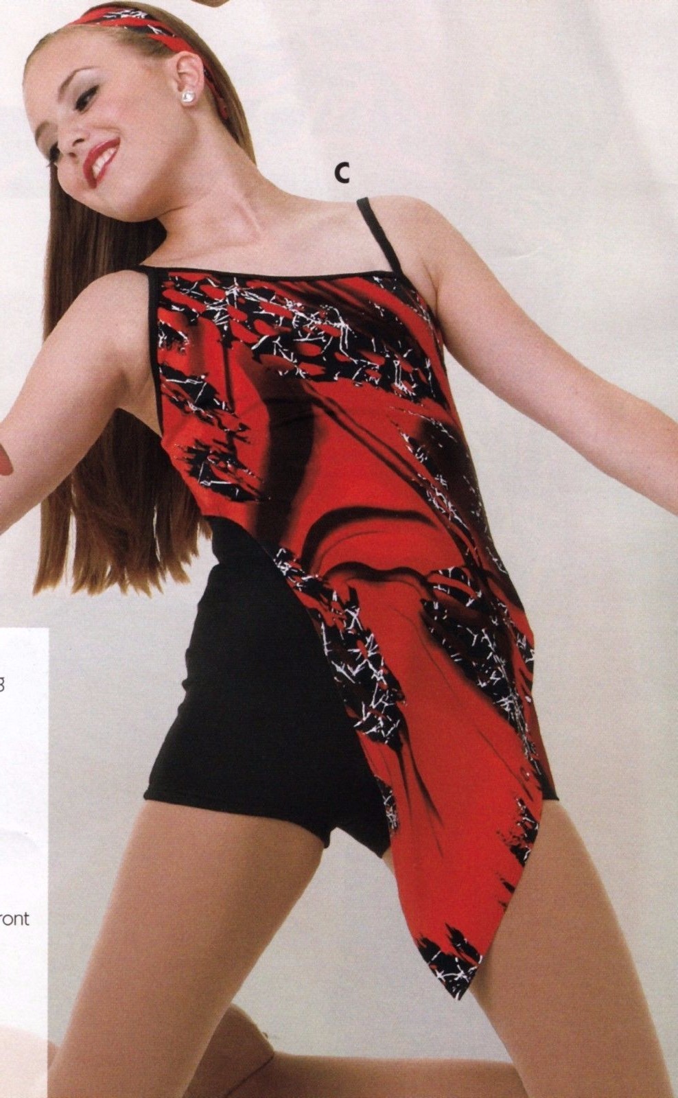 NWOT red black prnt shorty unitard camisole girls ladies pointed overlay costume