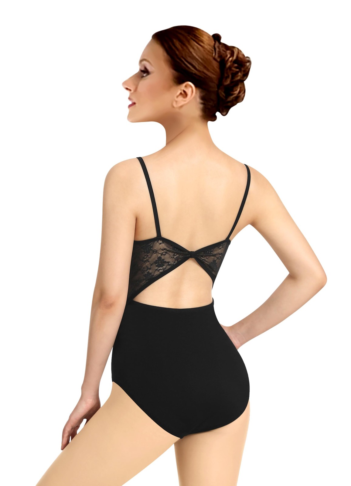 Women’s Camisole Ballet Leotard Round Neck Full Front Lining Lace Bow Back