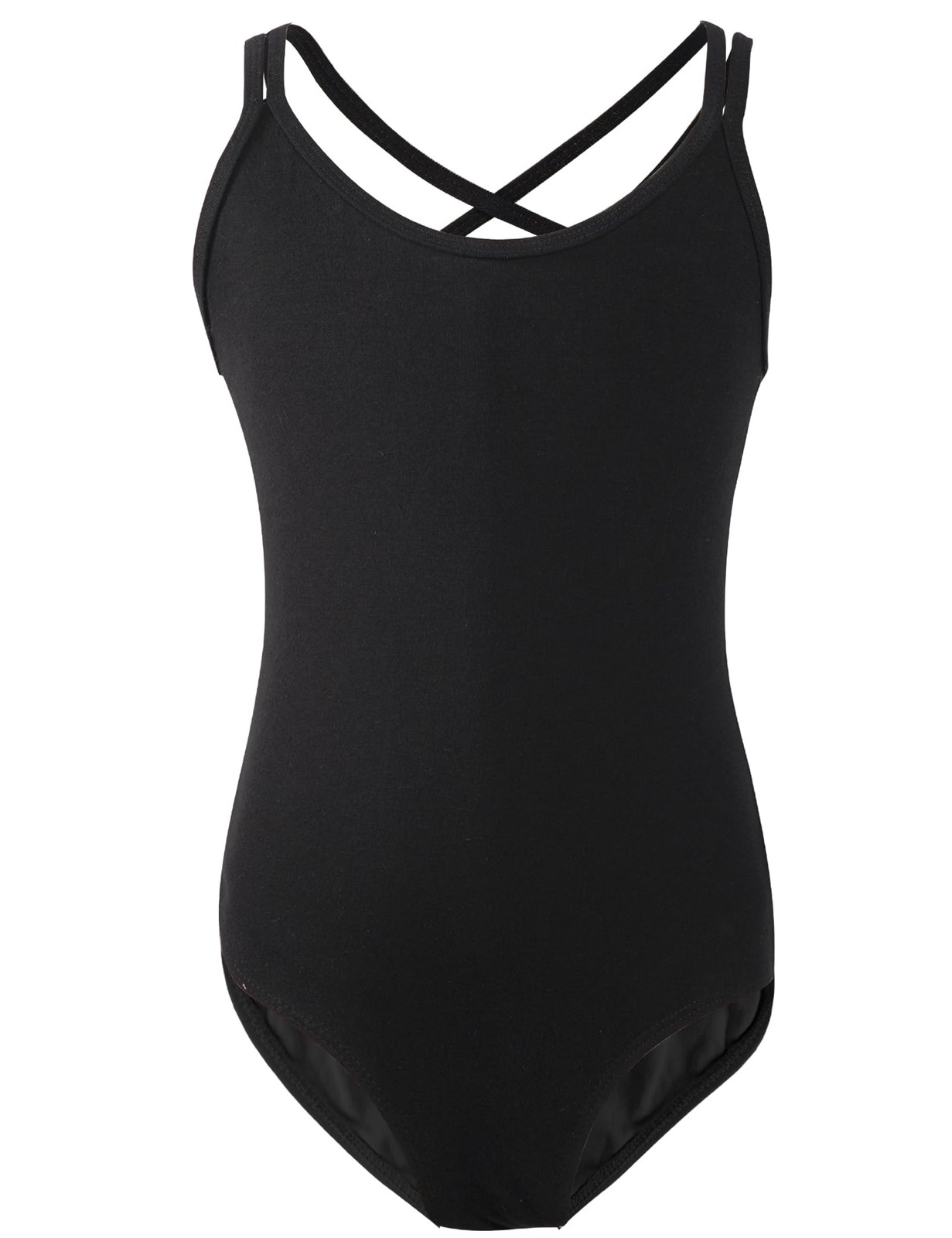LingTing Ballet Leotards for Girls Black Double Strap 10-12 Years,
