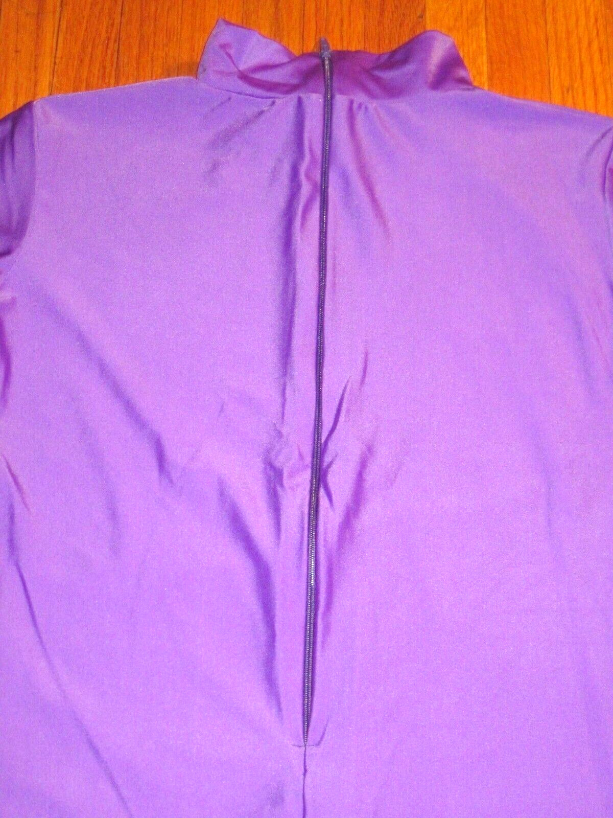 Plus Size Shiny Purple Long Sleeve T Neck Footed Unitard Jumpsuit 2XL-16-18 New