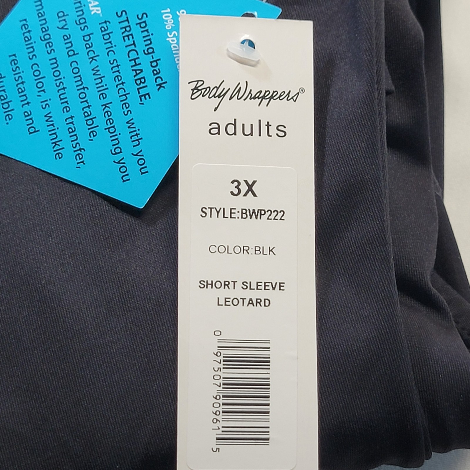 Body Wrappers Short Sleeve Style Black Scoop Neckline Ballet Leg Line SZ. 3X-A