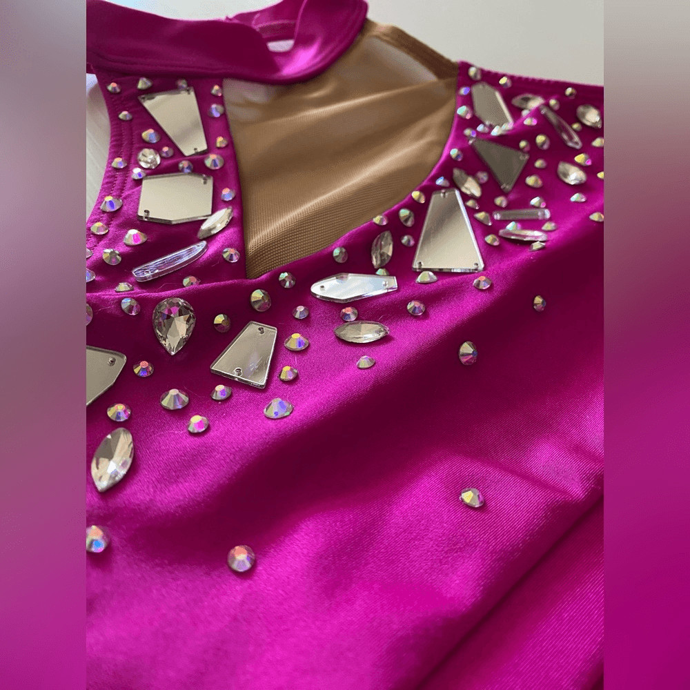 AA dance design costume custom hot pink Malfi Blossom 2 piece contemporary SA