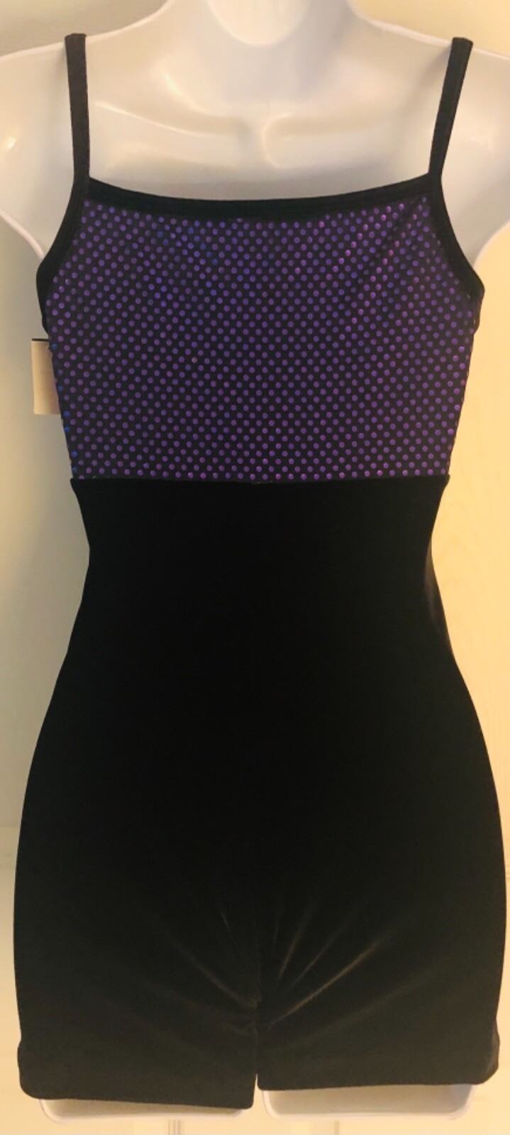 GK DANCE BIKETARD ADULT SMALL PASSION FOILED PRINT BLACK VELVET GYM CAMISOLE AS