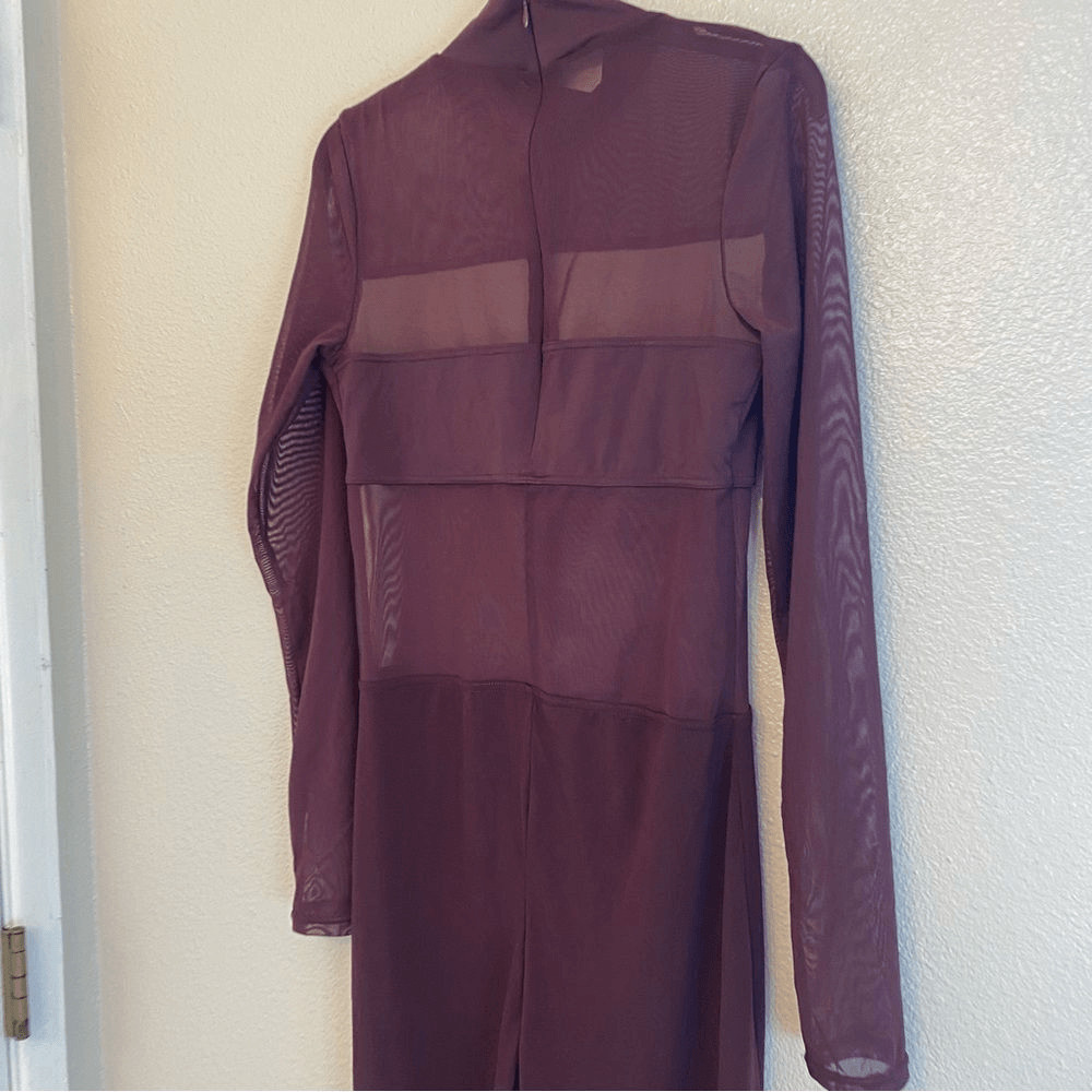 WEISSMAN Balera Dance Costume burgundy Culotte Unitard With Mesh MJ11187 SA