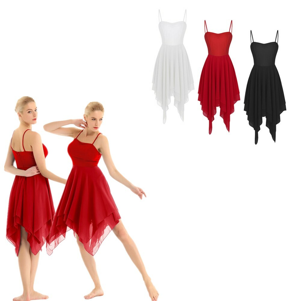 8Color Women’s Lyrical Contemporary Ballet Dance Dress Chiffon Gym Skirt Leotard