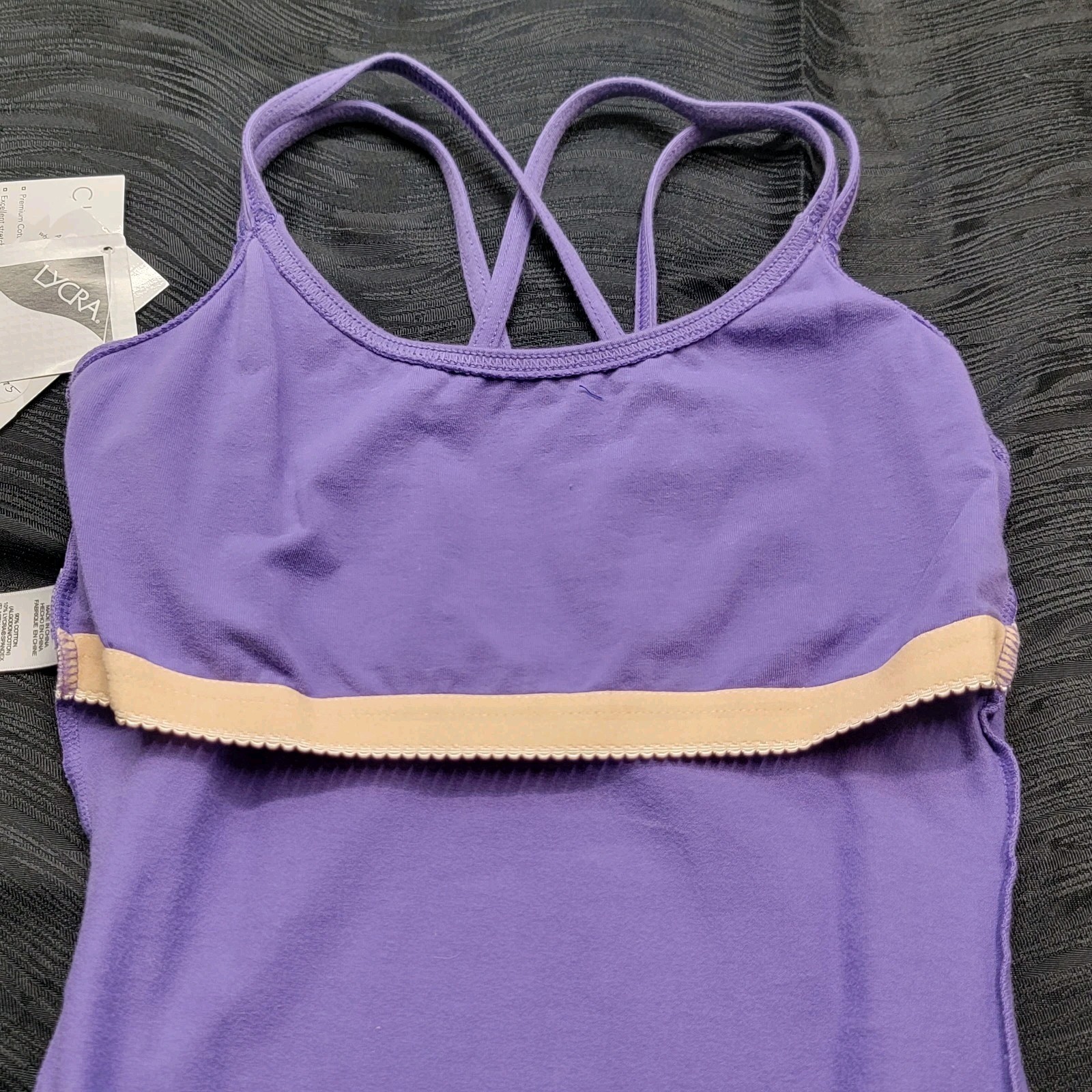 Capezio Purple Double Strap Camisole Leotard Scoop Neck Criss-cross Back SZ. M