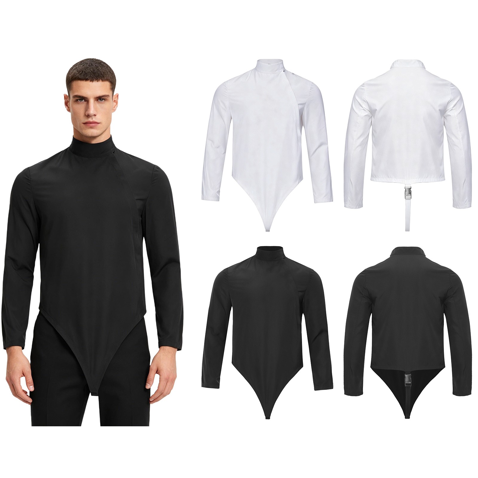 Men Leotard Performance Bodysuit Epee Jacket Zipper Vest Buckle Crotch Uniform