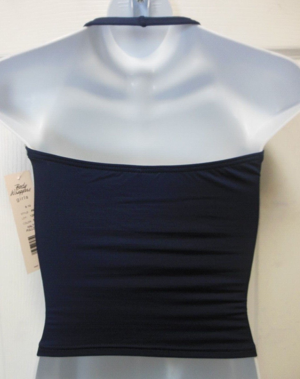 Halter top Dance Body Wrappers Navy Blue GIRLS SZS Microfiber Wrap front