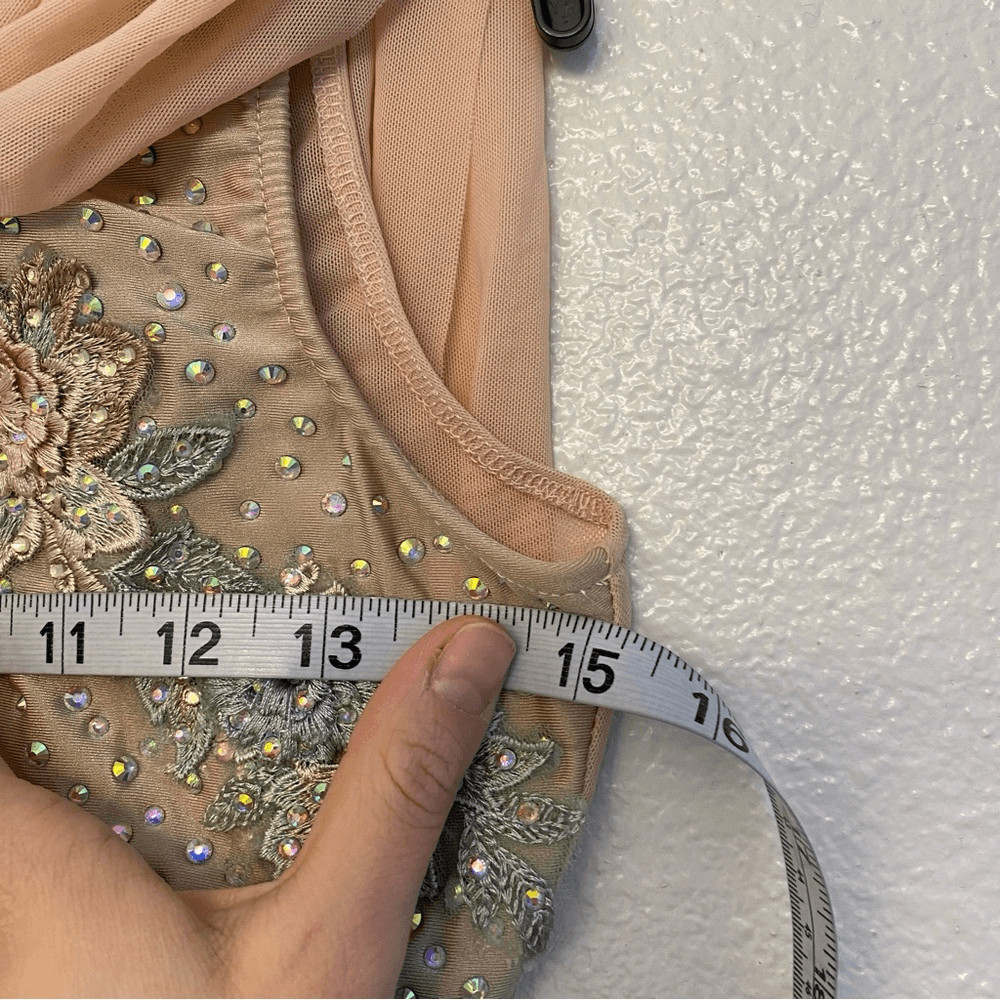 Glamour solo dance costume blush pink rhinestone custom stoned lyrical XLC child