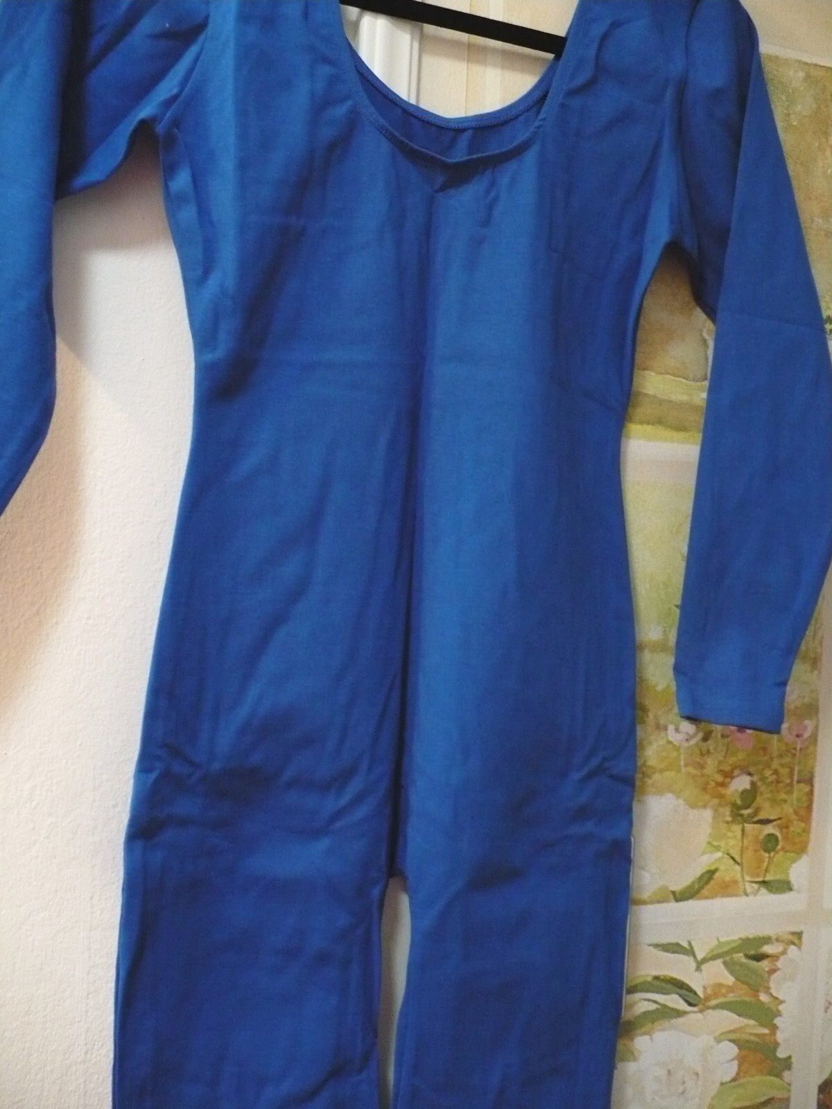royal BLUE NEW Cotton Dance Catsuit LONG SLV UNITARD MD, LG. XL leotard w/legs