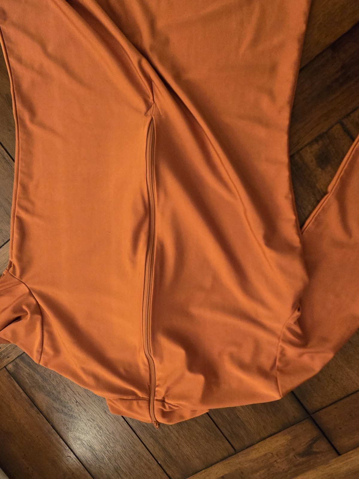 Shiny Coffee Brown Long Sleeve T Neck Footed Unitard Sz XL