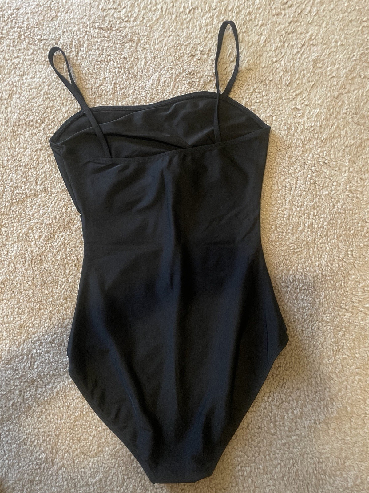 Womens Dance Leotard Spaghetti Strap Black Solid Nylon Blended Fabric